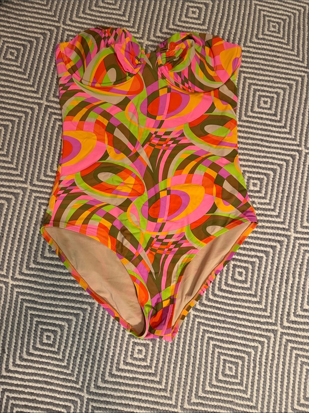 J. Crew Retro Swirl One-Piece Swimsuit - Pink, Orange & Green